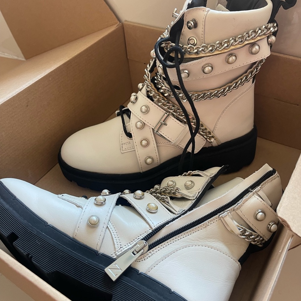 NWT ZARA White Combat Boots